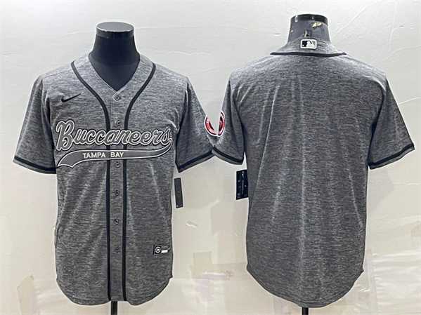 Mens Tampa Bay Buccaneers Blank Gray With Patch Cool Base Stitched Baseball Jersey->tampa bay buccaneers->NFL Jersey